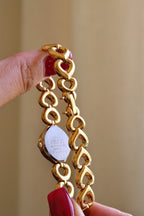 Rare Vintage Seiko Gold Heart Link Ladies Watch with a Teardrop Case Champagne Dial