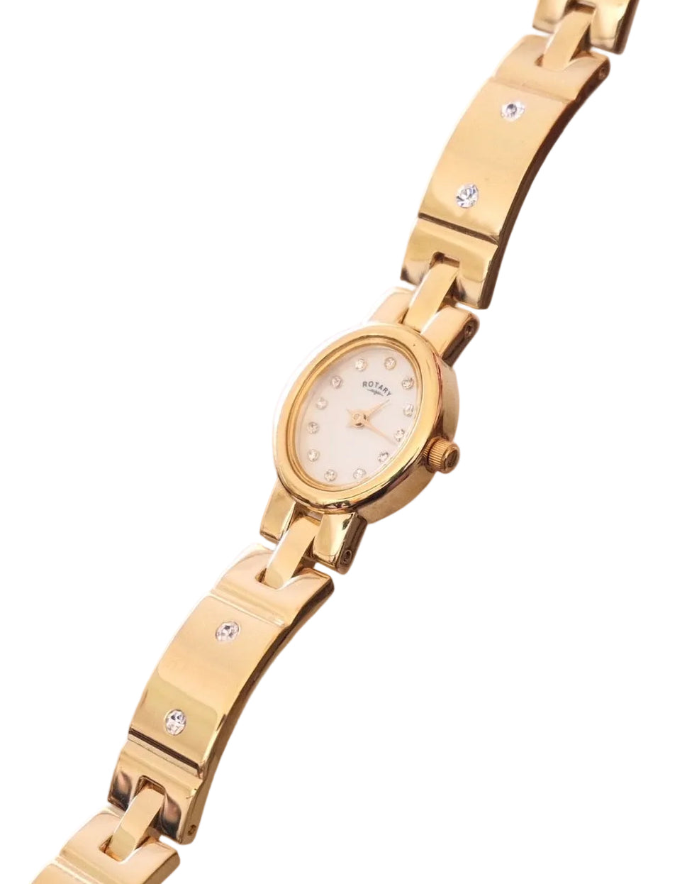 Vintage Ladies 90s Gold Rotary Watch Gemstone Details Working