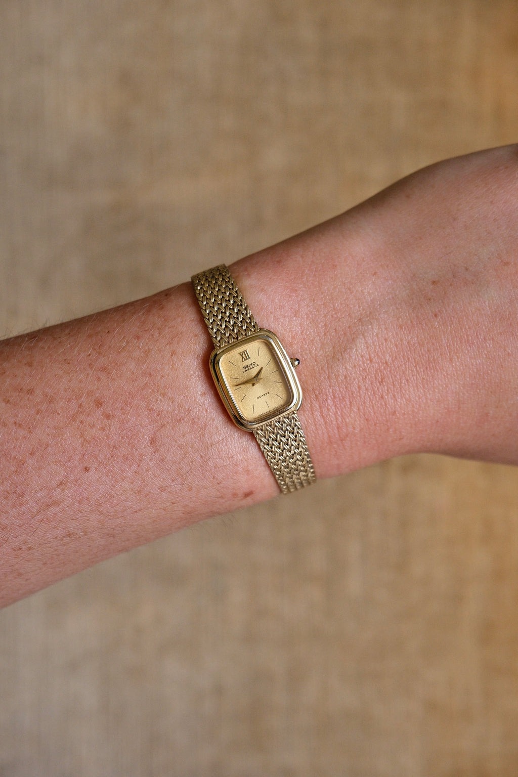 Vintage 80s Petite Ladies Gold Seiko Lassale Watch Champagne Dial