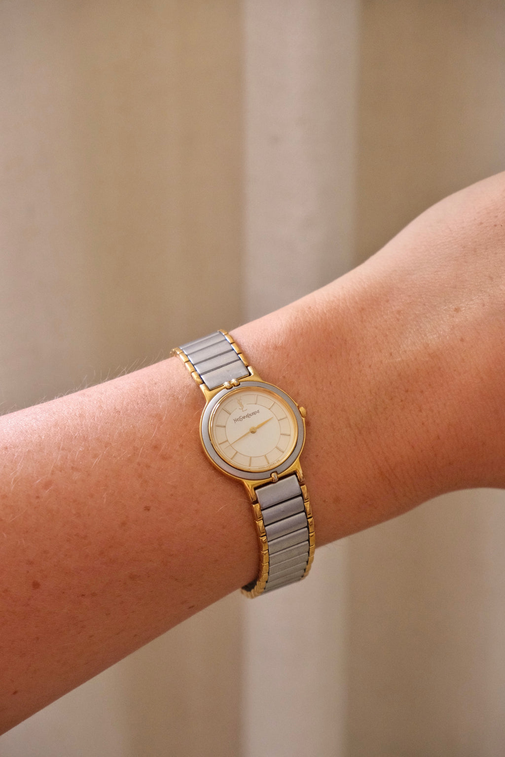 Vintage 90s Yves Saint Laurent Ladies' Quartz Watch - Silver-Tone Bracelet