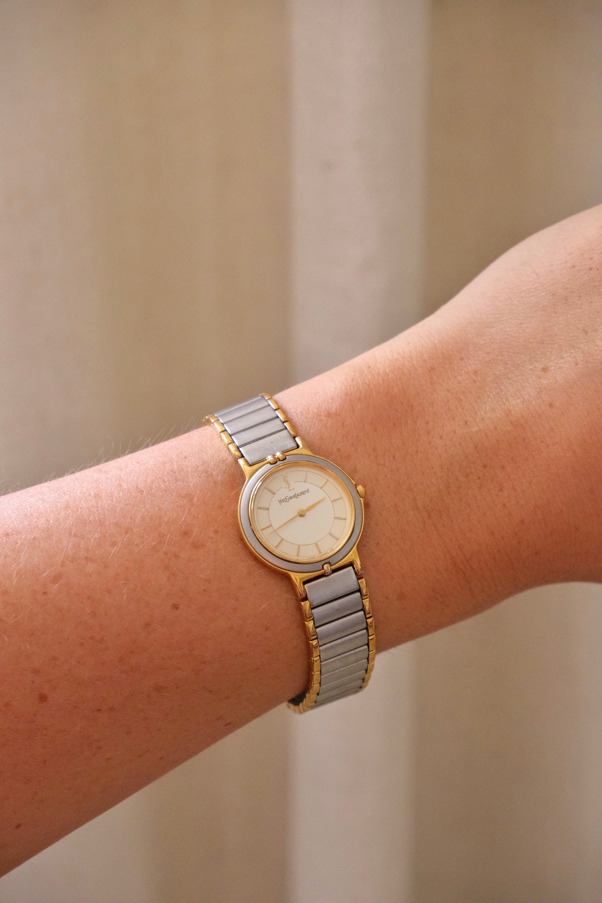 Vintage 90s Yves Saint Laurent Ladies' Quartz Watch - Silver-Tone Bracelet