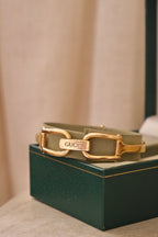 Vintage Ladies 1500L Gold Gucci Horsebit Watch with Black Dial in Box