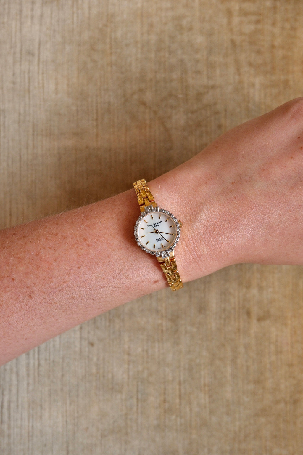 Rare Vintage 80s Marcel Drucker Oval Diamond Gold Cocktail Watch with Box & Papers