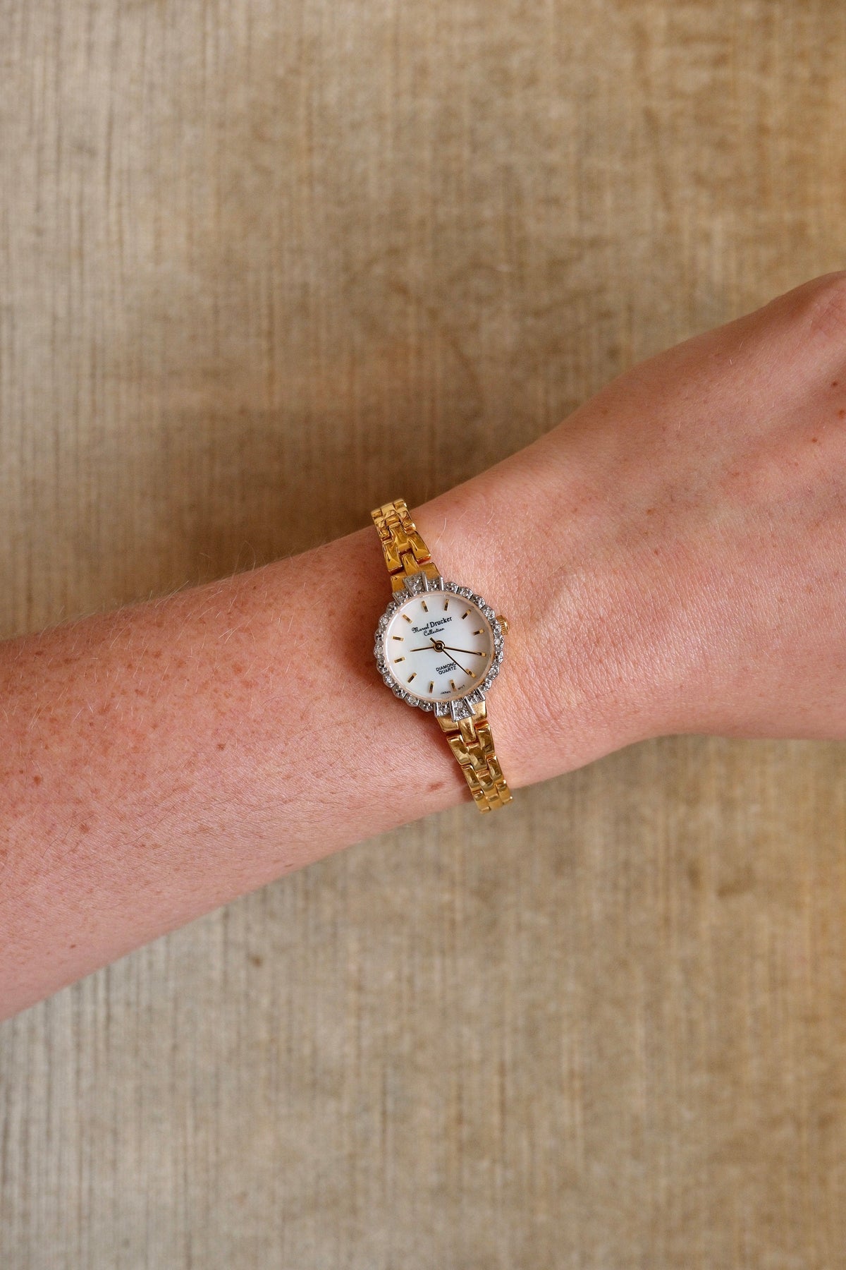 Rare Vintage 80s Marcel Drucker Oval Diamond Gold Cocktail Watch with Box & Papers