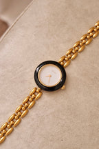 90s Vintage Gucci Gold Plated Rice Link Bezel Watch Working