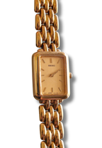 Vintage Ladies Seiko V400-6160  Quartz Watch, Gold Plated Link Bracelet Tank Style