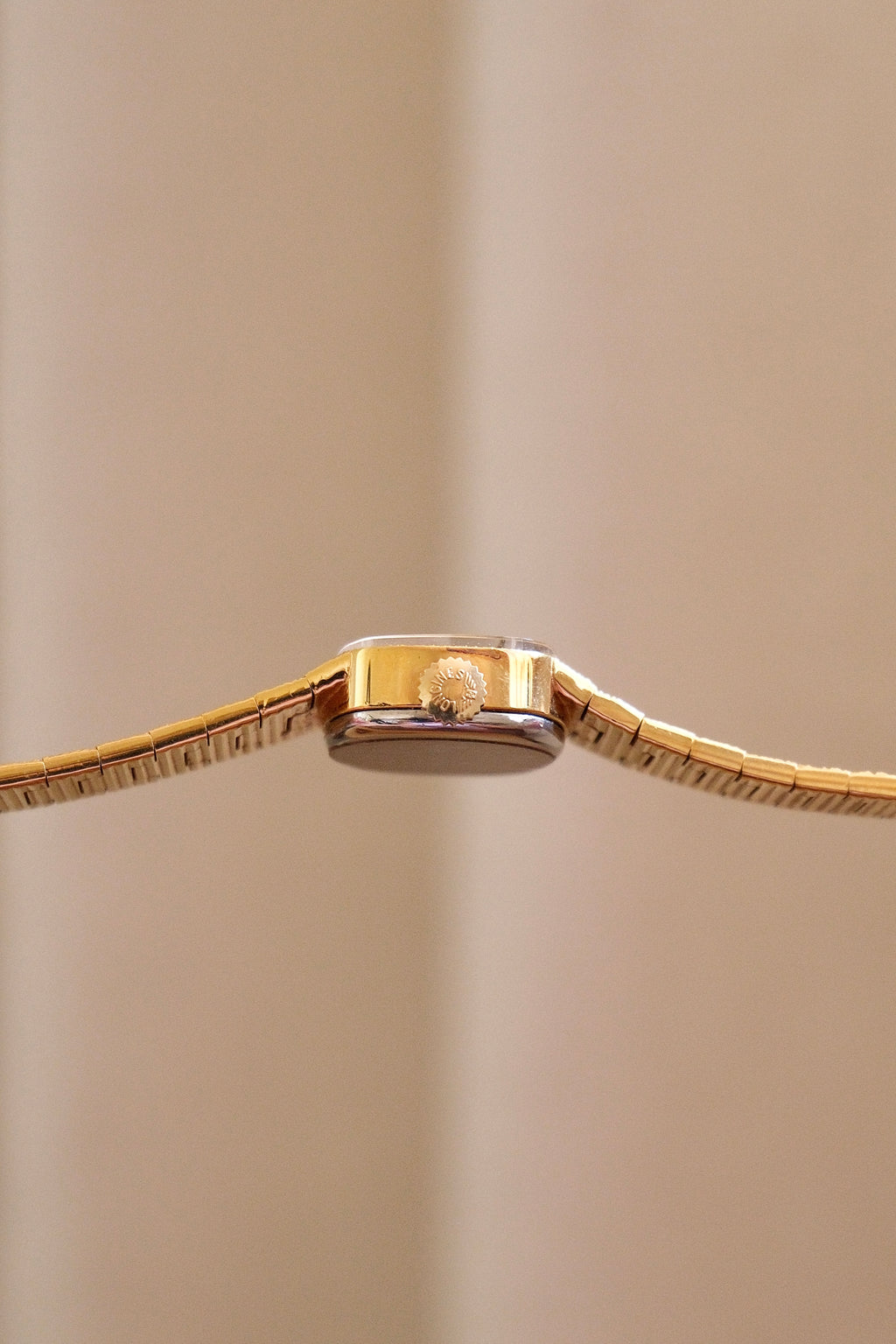 1970s Vintage Ladies Longines Gold Cocktail Watch, Textured Bark Bracelet Swiss Mechanical