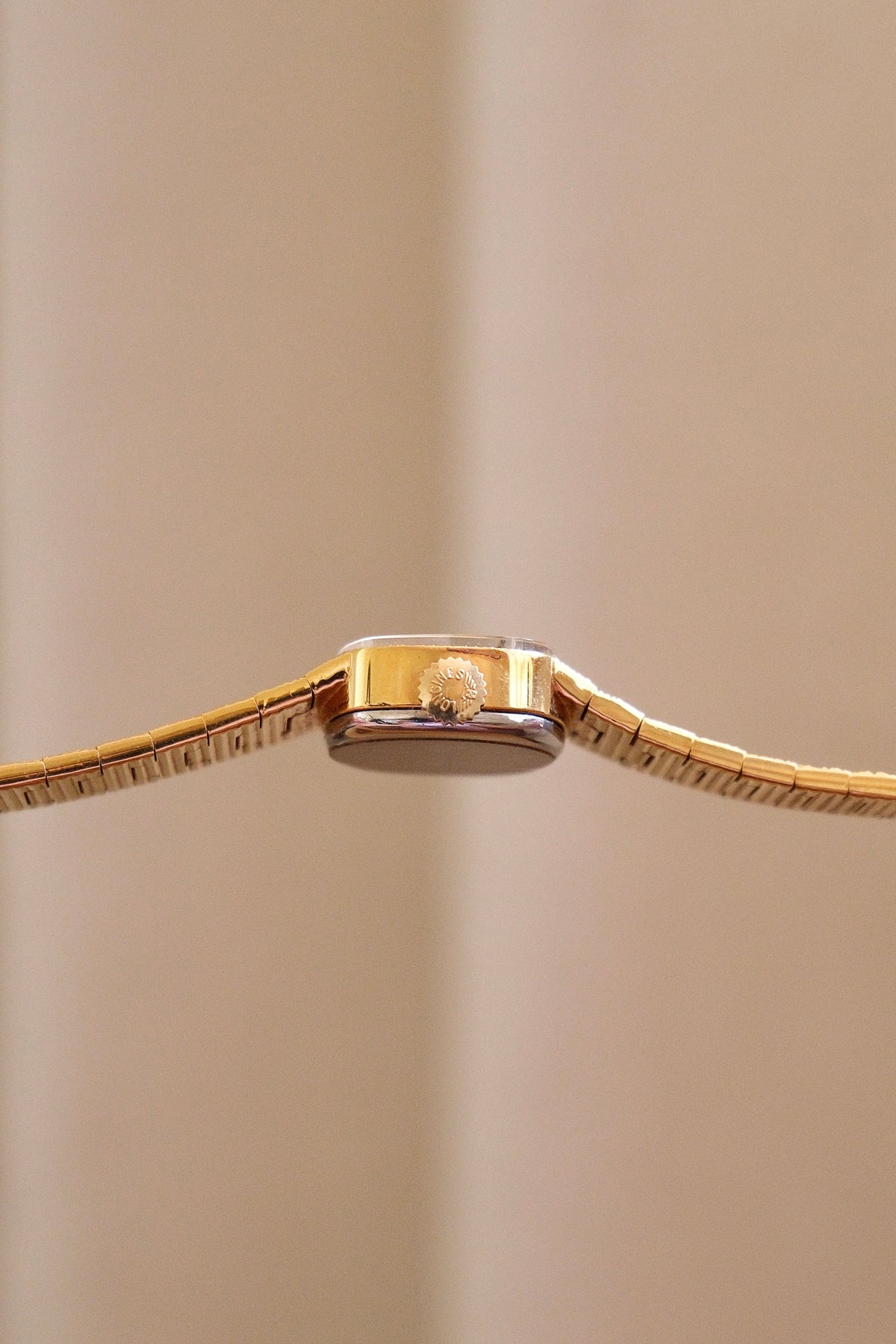 1970s Vintage Ladies Longines Gold Cocktail Watch, Textured Bark Bracelet Swiss Mechanical