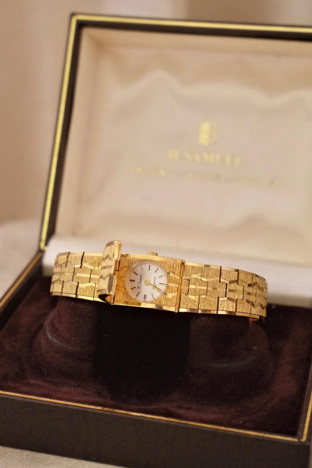 Vintage H. Samuel Hidden Watch Bracelet | Ladies Secret Watch | Gold Tone Jewelry Watch | Original Box | 1970s Working
