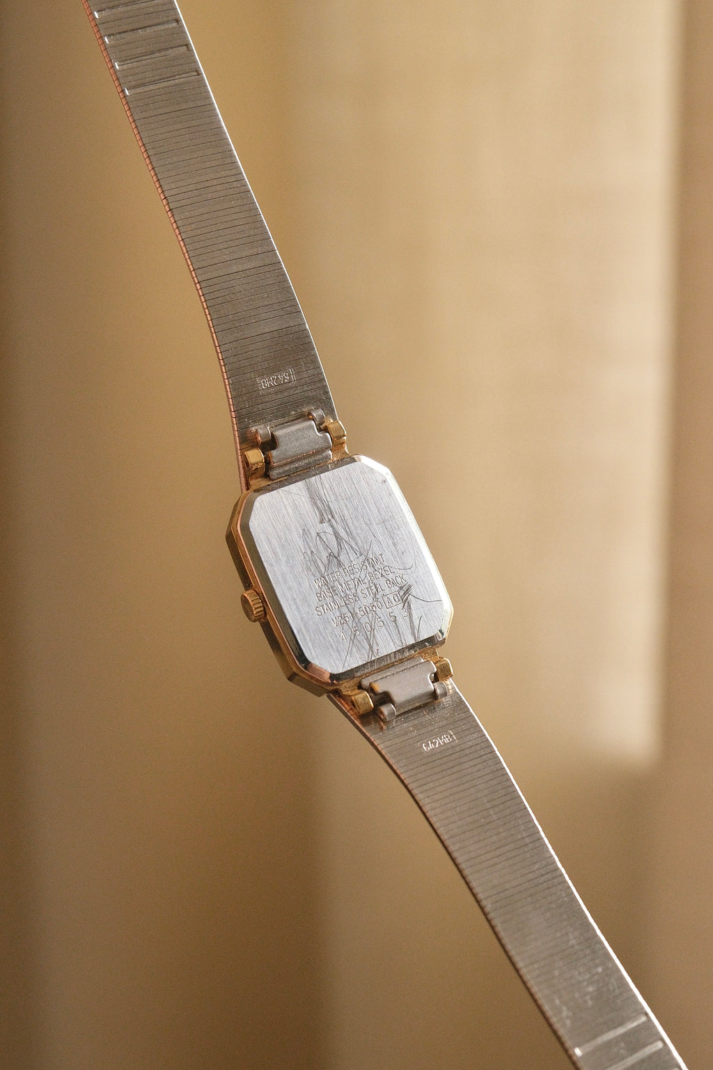 Vintage Alba Seiko Ladies Gold Watch Featuring an Octagonal case and a Textured link bracelet
