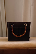 Vintage Gucci Bamboo Tote Bag Brown Suede with Bamboo Handles Circa 1980s