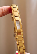 Vintage Gucci 4600L Ladies Quartz Watch Gold Tone Rectangular White Dial