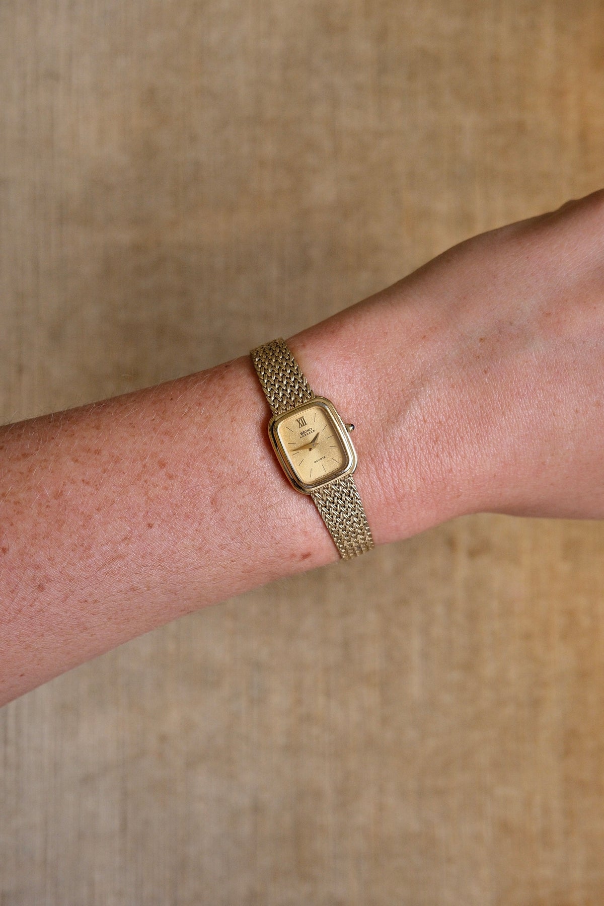 Vintage 80s Petite Ladies Gold Seiko Lassale Watch Champagne Dial