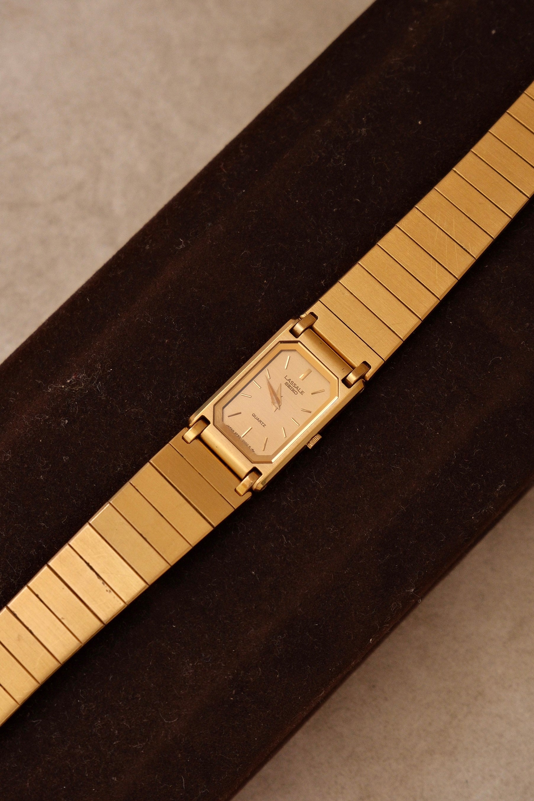 90s Vintage Ladies Ultra Thin Tank Lassale Seiko Gold Plated Watch Working in Box