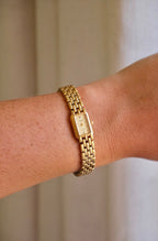 Vintage 1980s Gold  Accurist Ladies Tank Watch  Japanese Movement Diamond Accent Housed in Original Box