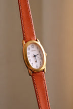 Vintage Ladies Seiko Noie Oval ‘Baignoire’ Style Leather Strap Gold Watch Working