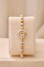Rare Dainty Petite 90s Seiko Vintage Two Tone Watch Working with Safety Chain