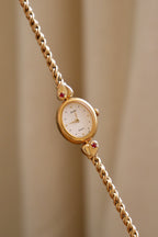 Vintage 1999 Seiko Alba V810 5020 Ladies Gold Tone Quartz Watch Ruby Red Stones Heart Bracelet Japan