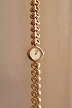 Vintage Rare Petite & Tiny 90s Gold Ladies Seiko Quartz Watch, Heart Pattern Bracelet
