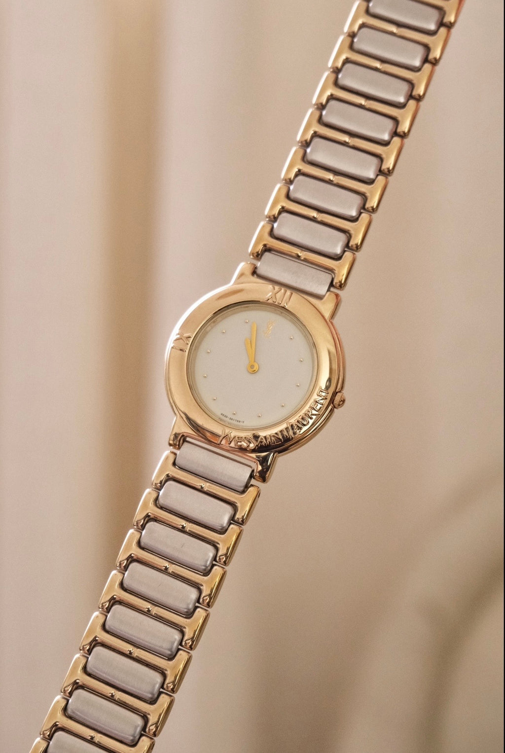 Vintage YSL Ladies Dual Tone White Dial Watch Working