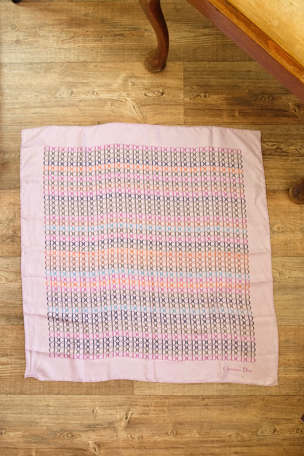 1970s Vintage Christian Dior CD Silk Scarf