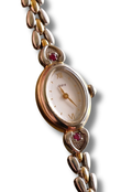 Ultra Rare & Petite Citizen Chère Two Tone Ladies Watch with Two Red Gemstones