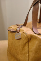 Vintage Loewe Brown Leather Boston Bag Spanish Luxury Top Handle Handbag