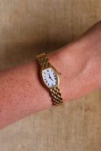 Vintage Seiko Ladies Quartz Watch Gold  Tonneau Case White Dial Roman Numerals  Watch