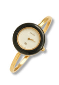Vintage Gucci 1100L Gold Plated Interchangeable Watch with Black Bezel White Dial