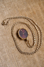 Rare 1980s Seiko Gold Plated Pendant Watch Necklace, Burgundy Maroon Dial Quartz Watch with Chain