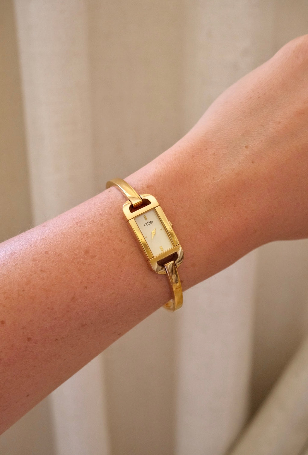 Vintage Ladies Gold 90s Rotary Watch Bangle Style Working