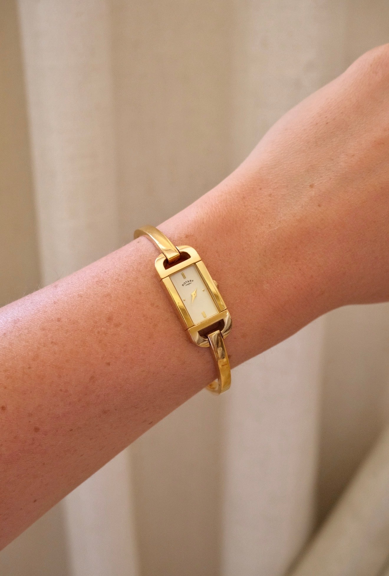 Vintage Ladies Gold 90s Rotary Watch Bangle Style Working