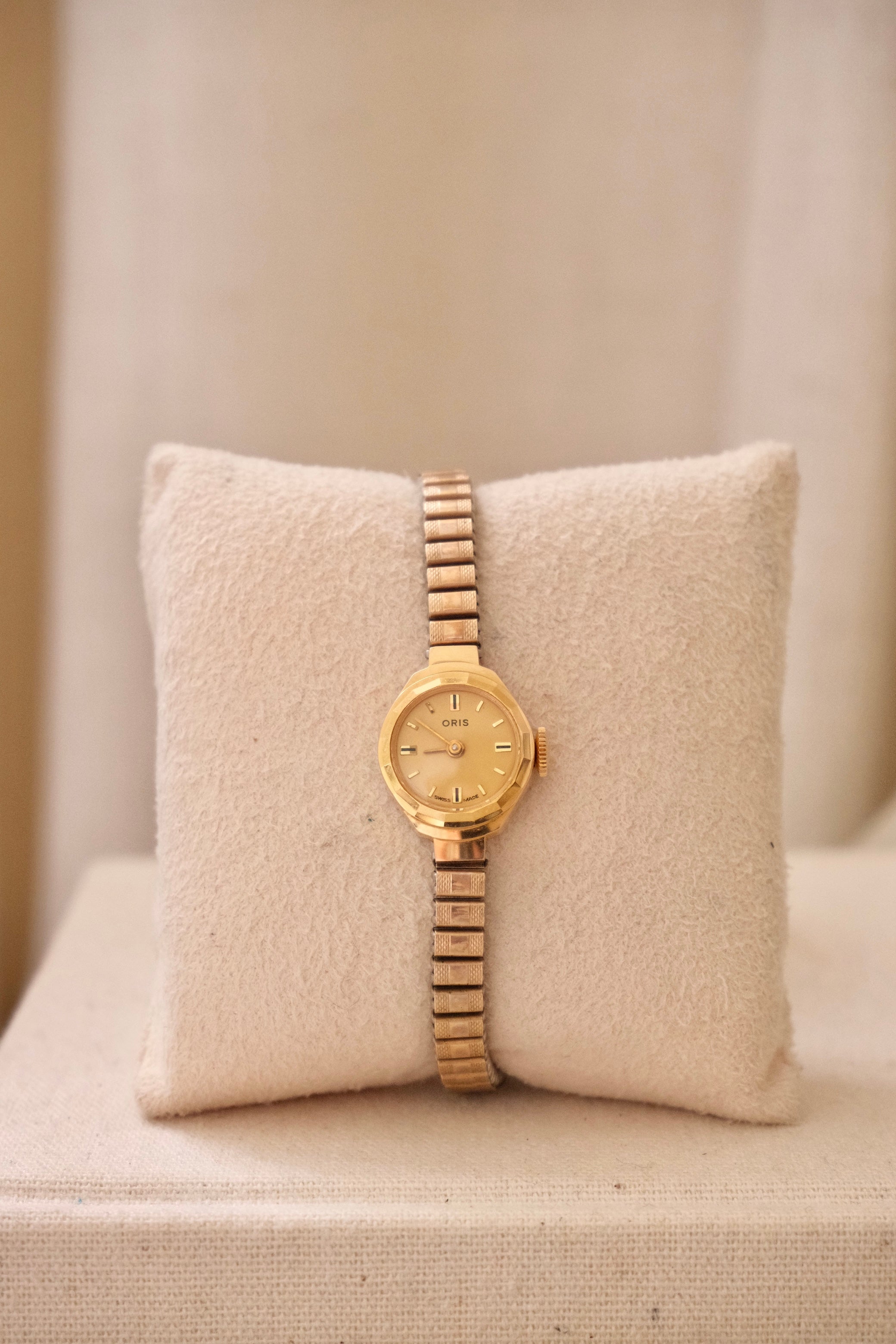 Vintage Ladies Oris Gold Plated Watch with a Stretch Band Manual Wind Working