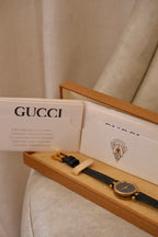 1990s Women’s Vintage 2000L Gucci Gold Leather Wristwatch with Box & Papers Working