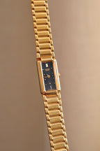 90s Citizen Ladies Slim Tank Black Dial Watch Working
