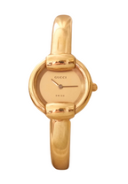 90s Gold-Plated Vintage Gucci 1400L Ladies Bangle Quartz Watch Working with Horsebit Design