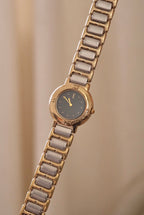 Vintage YSL Ladies Dual Tone Black Dial Watch Working