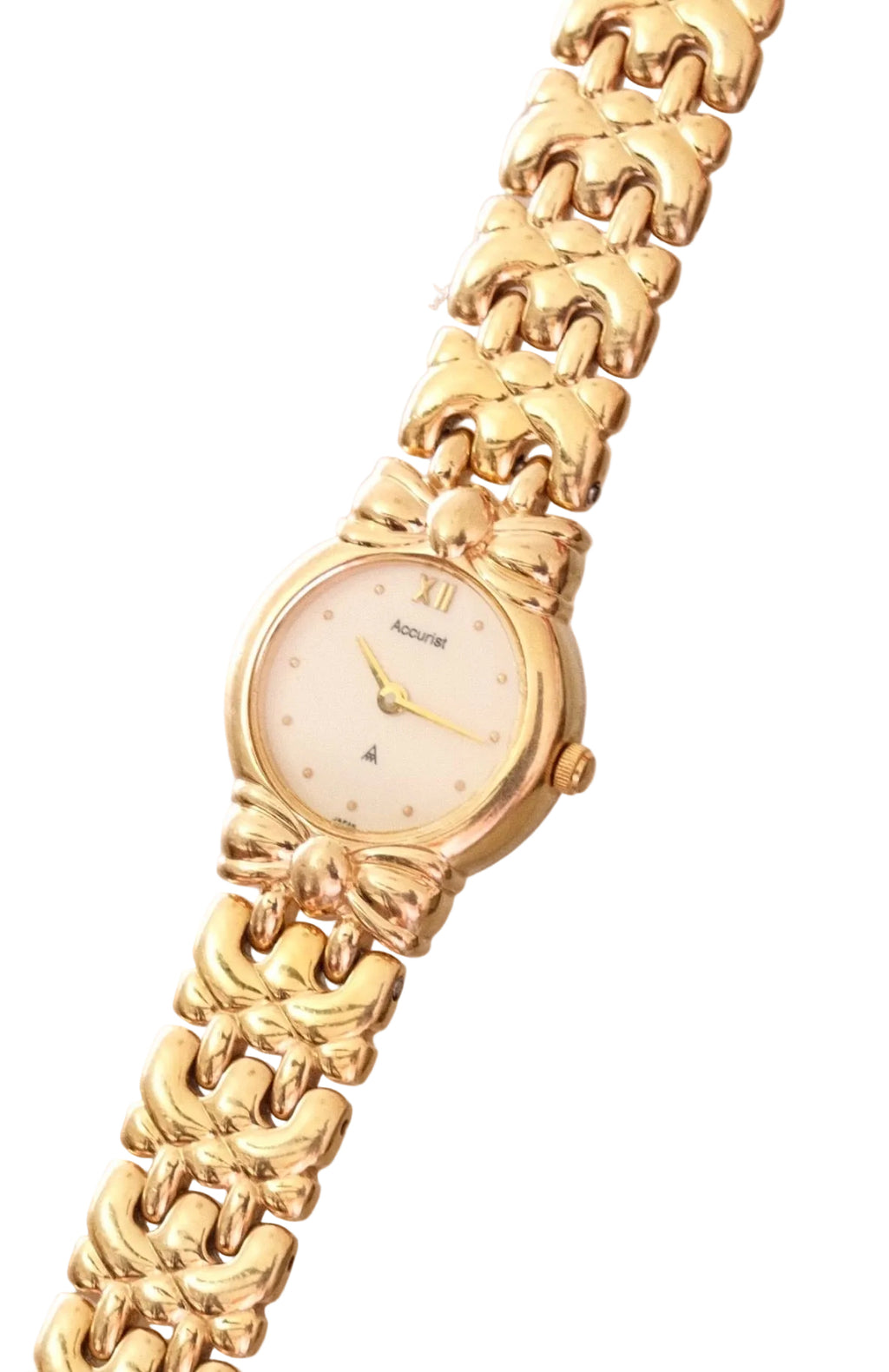 Vintage Ladies Accurist Gold Bow Style Watch Working