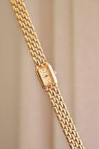 Vintage 1980s Gold  Accurist Ladies Tank Watch  Japanese Movement Diamond Accent Housed in Original Box