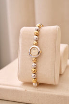 Rare Dainty Petite 90s Seiko Vintage Two Tone Watch Working with Safety Chain