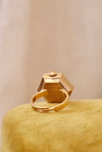 Rare 1970s Vintage Seiko Gold Mechanical Ring Watch Adjustbale Size Geometric Design