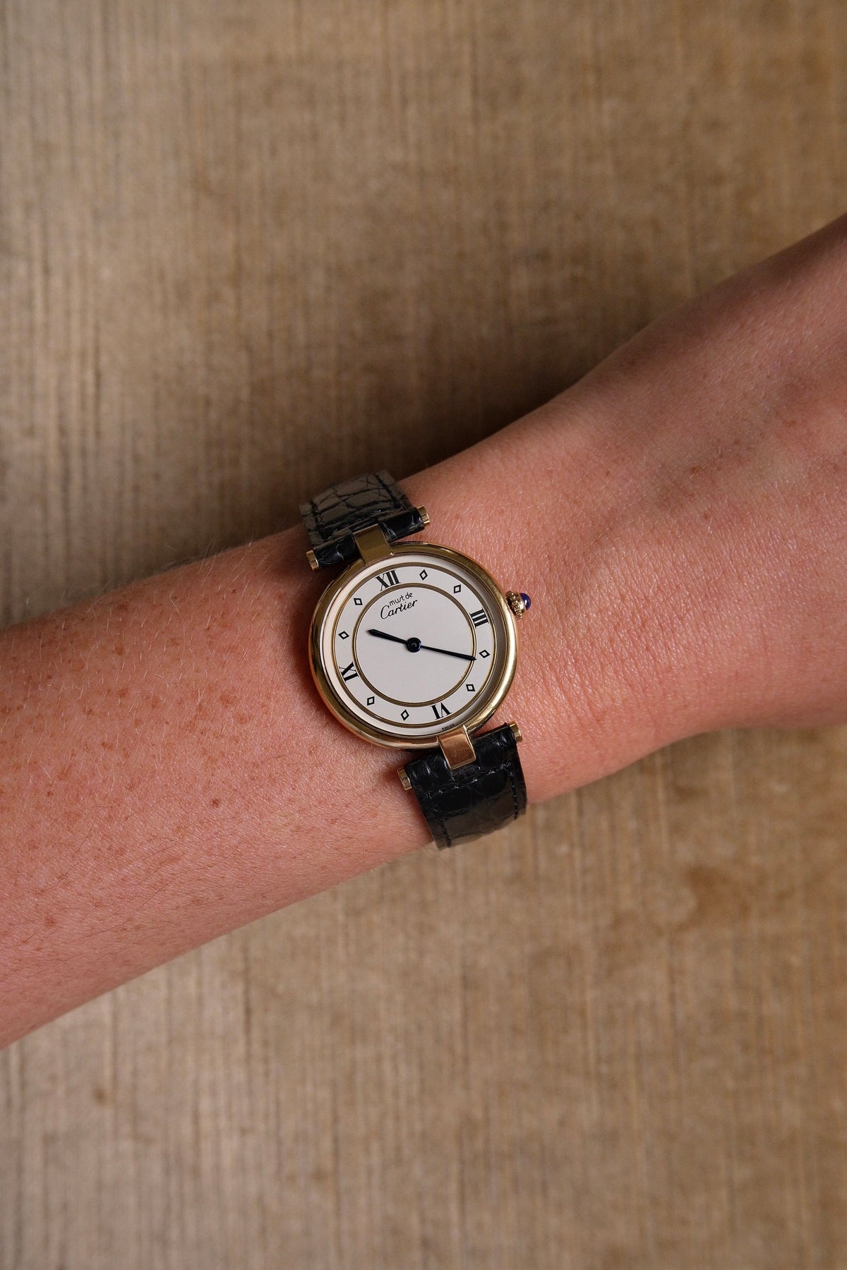 Vintage 1980s Cartier Must de Cartier Vendôme Vermeil Quartz Watch | 18K Gold-Plated 925 Sterling Silver | Red Cartier Pouch Included
