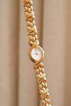 90s Vintage Ladies Gold Unique Seiko Quartz Watch Working