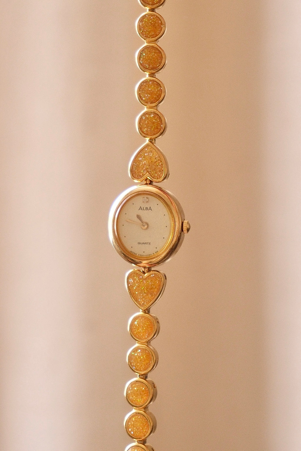 Rare 90s Vintage Gold Alba Seiko Heart Quartz Watch Working