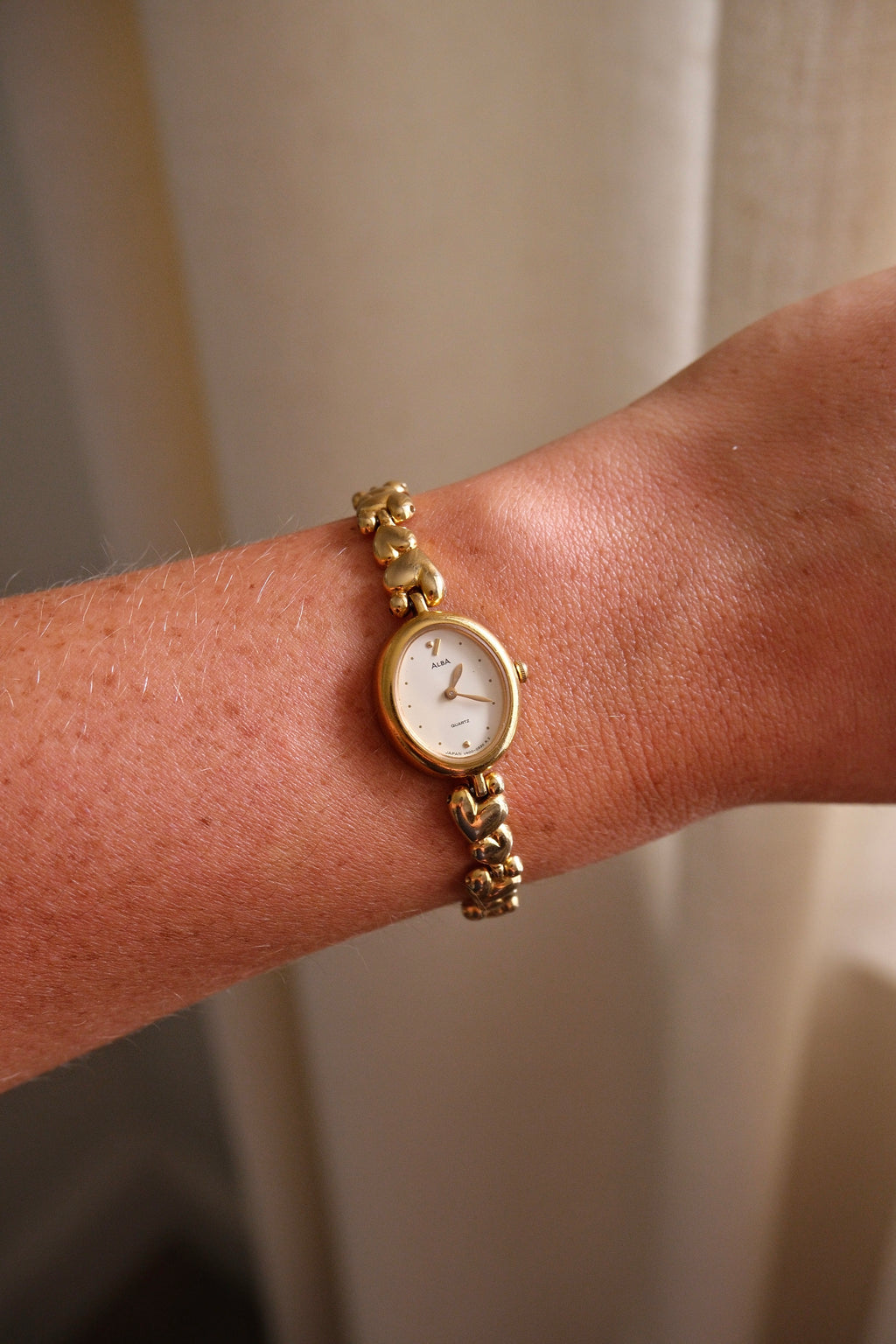 Rare 90s Ladies Seiko Alba Sweet Heart Gold Watch Working