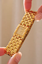 Vintage  18k Gold Plated Ladies Raymond Weil Tank Watch with Box & Papers