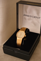Vintage President 60/70s Gold Ladies Swiss Made Mechanical Watch in Box Working
