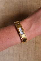 Vintage Gucci 4600L Ladies Quartz Watch Gold Tone Rectangular White Dial