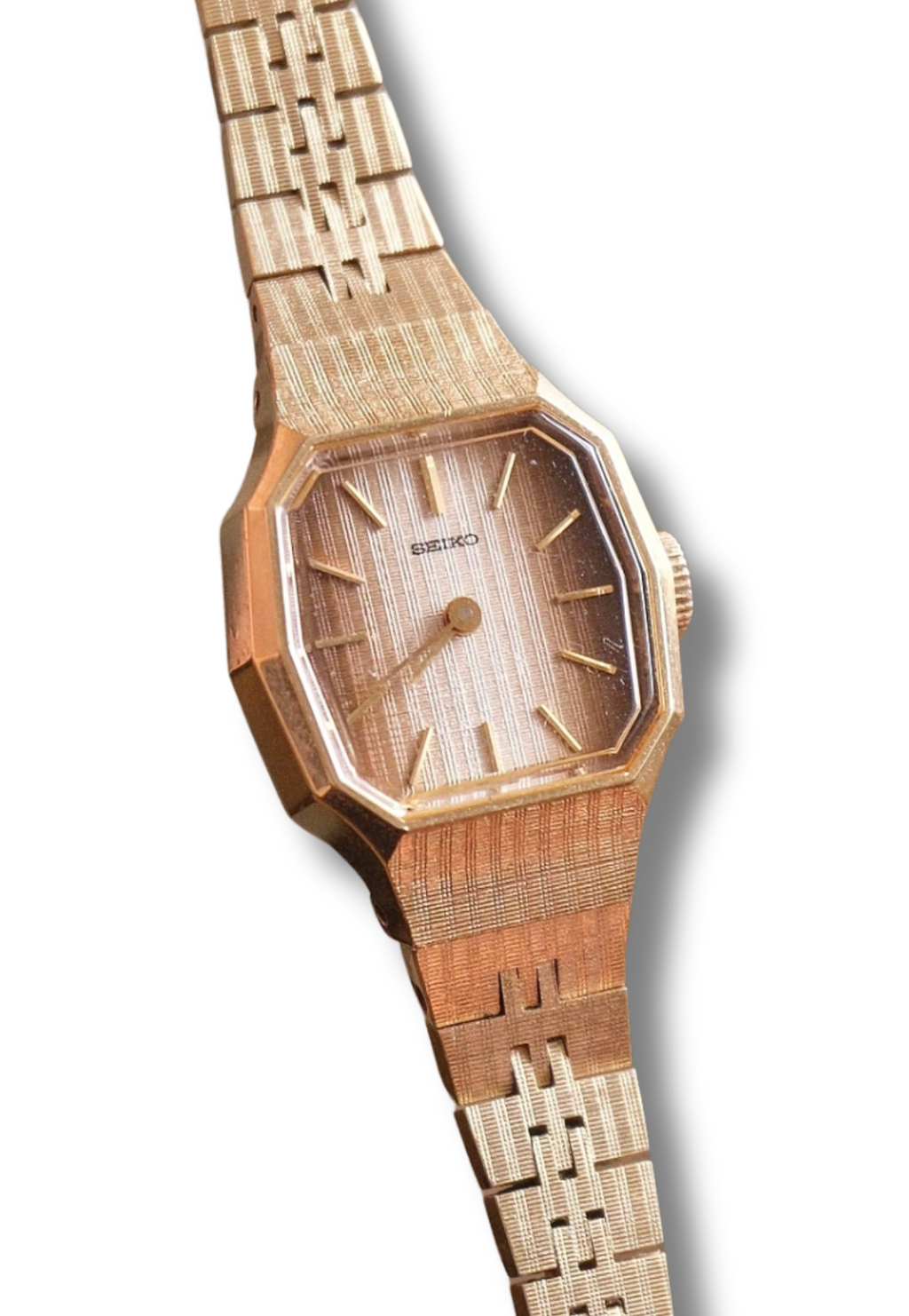 70s Vintage Rare Seiko Mechanical Wind Octagonal Textured Dial Cocktail Watch Working