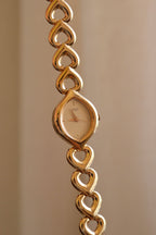 Rare Vintage Seiko Gold Heart Link Ladies Watch with a Teardrop Case Champagne Dial